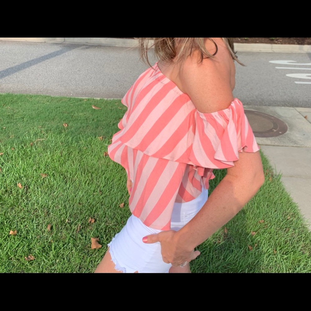 Off the shoulder striped top
